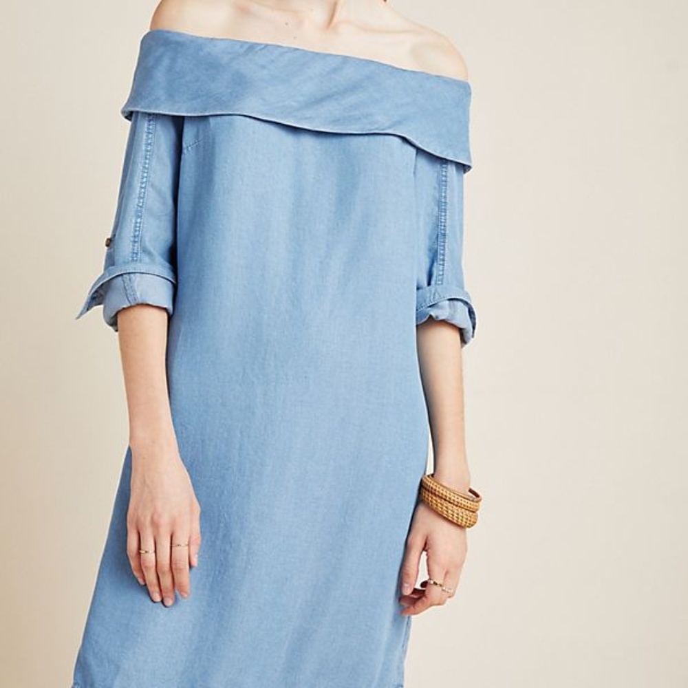 Pilcro Off-The-Shoulder Chambray Dress